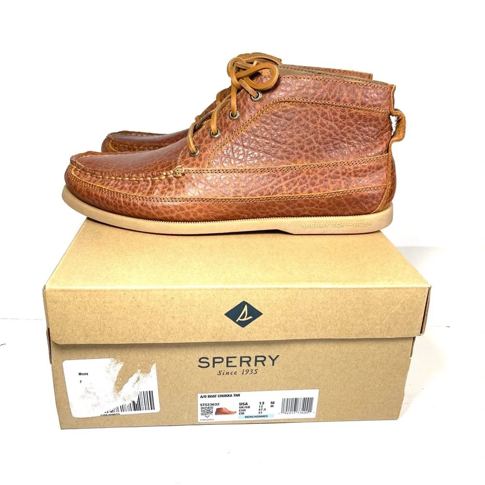 Sperry A/O Mens Boat Chukka Boots‎ Brown Distressed Leather